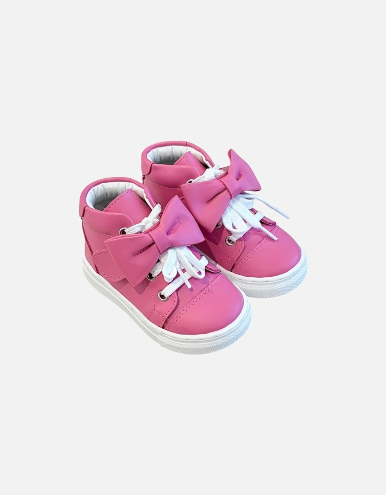 Fuchsia Leather Tatiana Bow Hi-Top Trainers (New Sole)