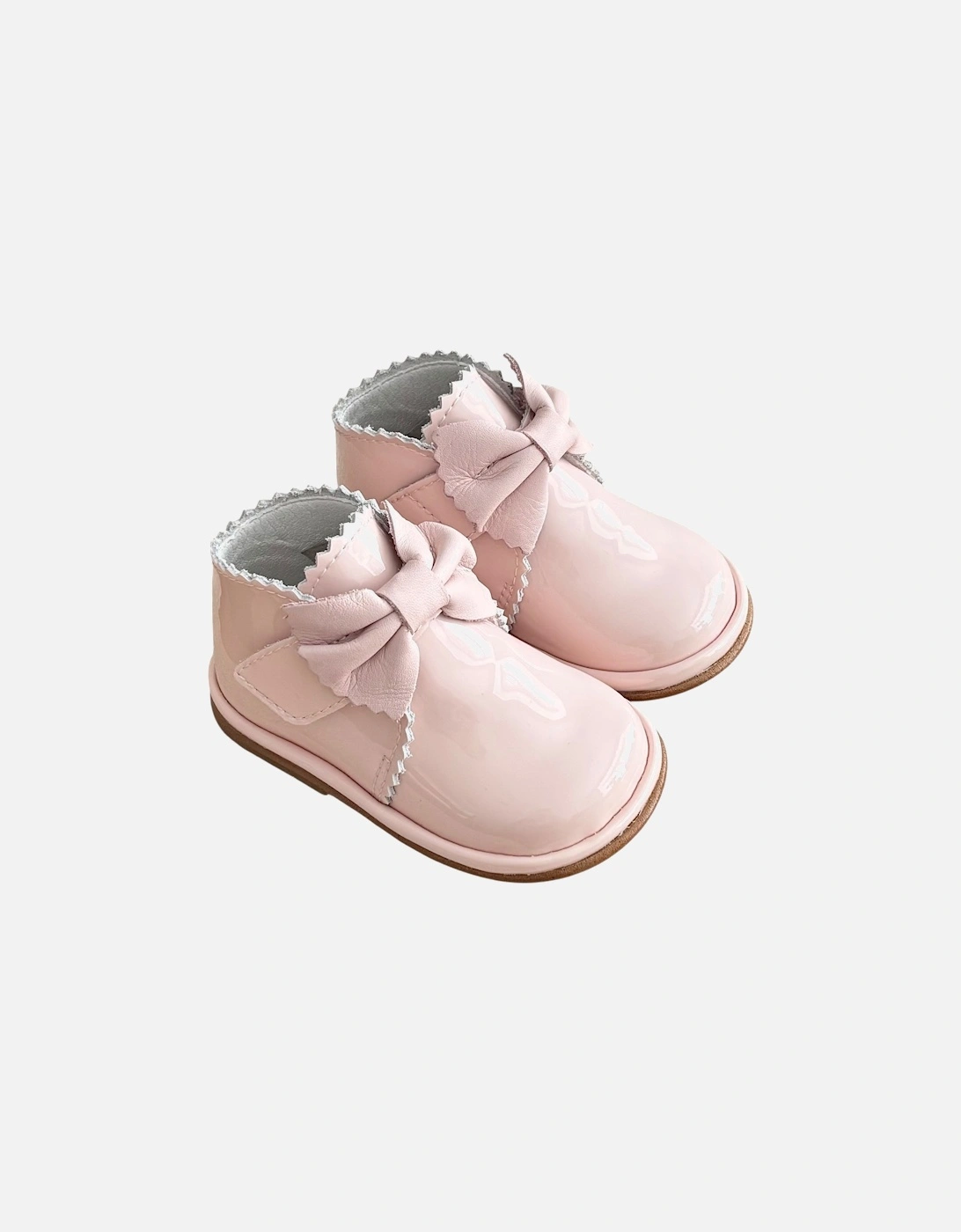 Sharon Pale Pink Patent Leather Velcro Boot with Bow, 3 of 2