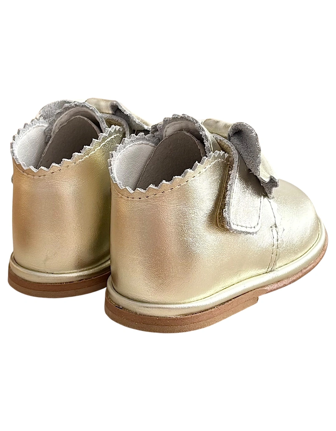 Sharon Gold Leather Velcro Boot with Bow