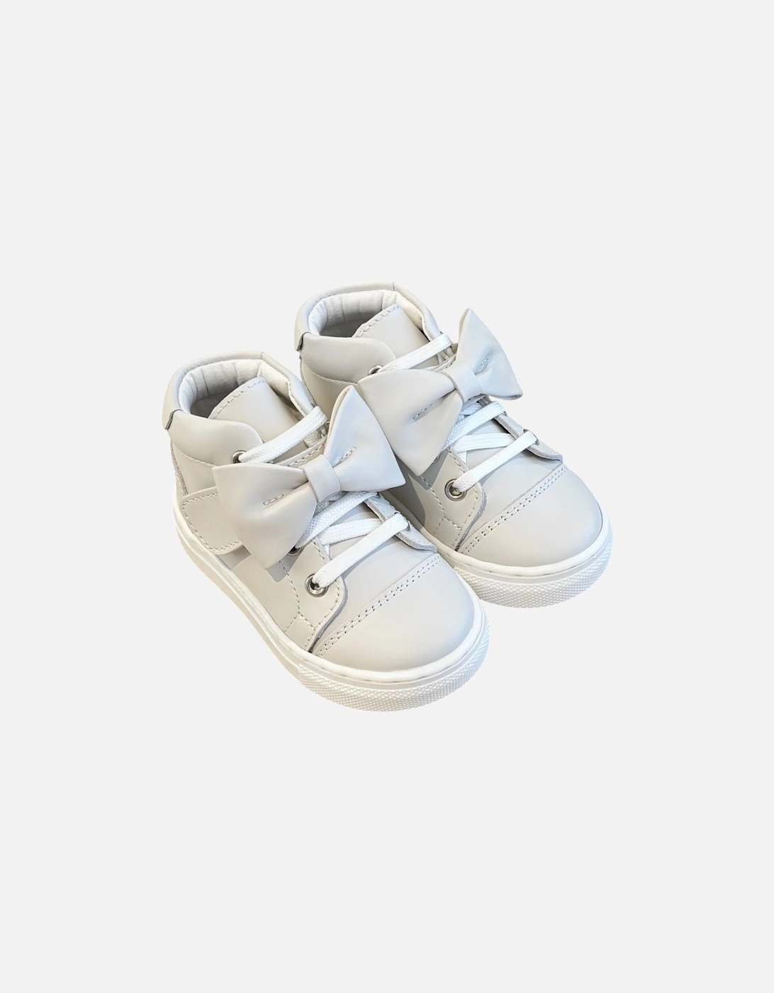 Beige Leather Tatiana Bow Hi-Top Trainers (New Sole), 3 of 2