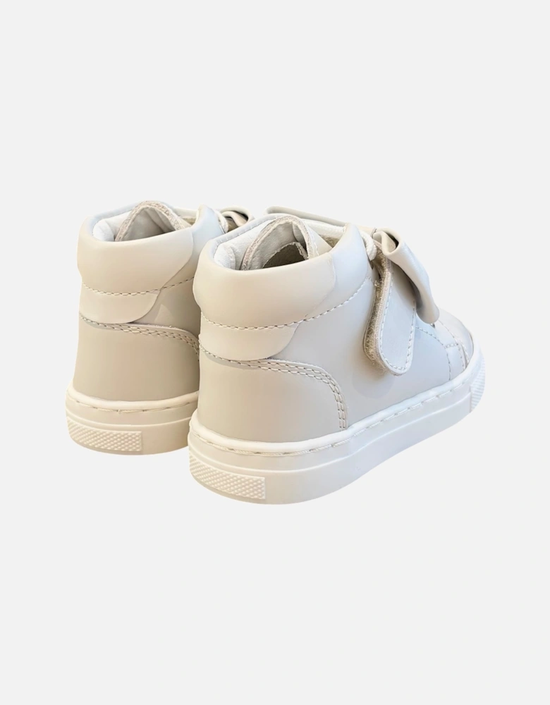 Beige Leather Tatiana Bow Hi-Top Trainers (New Sole)