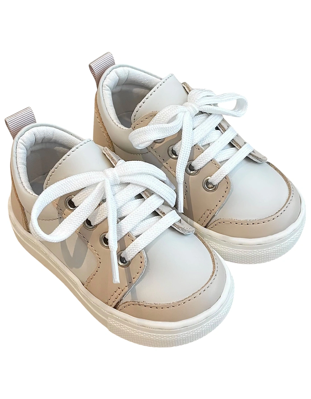 BORBOLETA Boy's Beige X Nude Leather Nico Trainers - Tan - Size: 3
