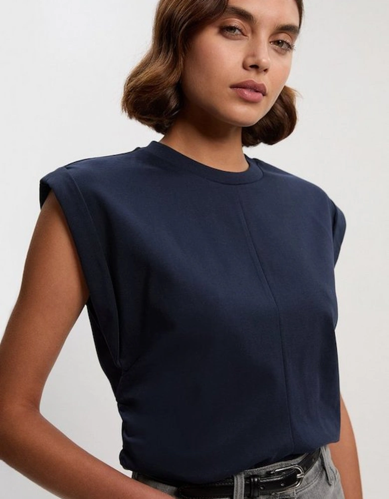 Cotton Ruched Waist Detail Tshirt