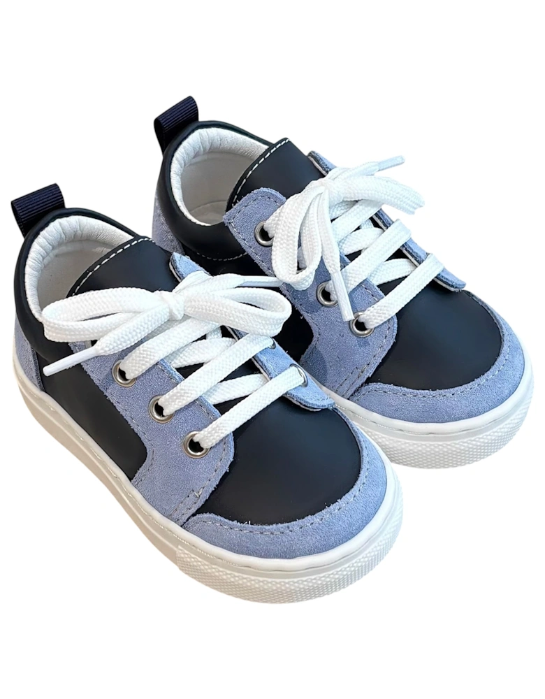 Navy Leather and Blue Suede Nico Trainers