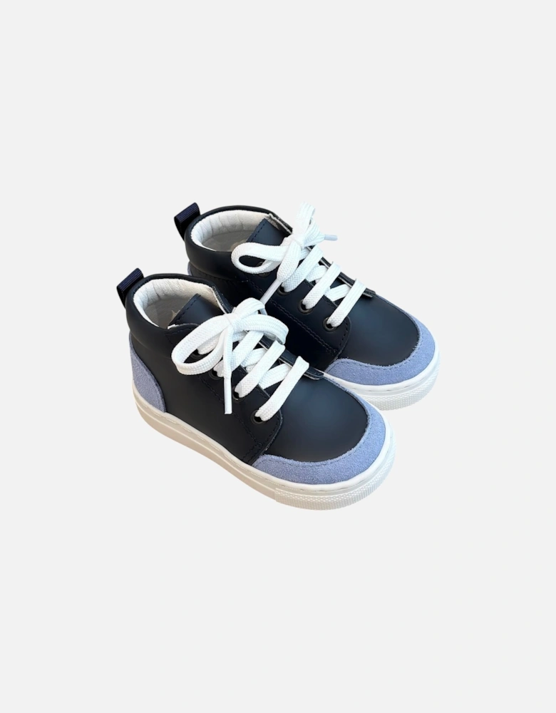 Navy Leather and Blue Suede Luca Trainers