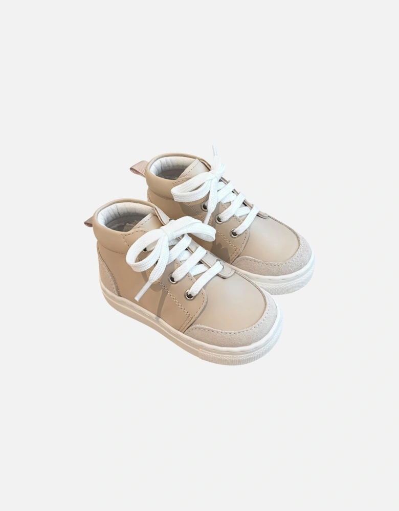 Nude Leather and Beige Suede Luca Trainers