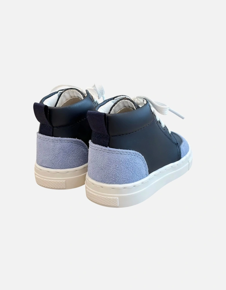 Navy Leather and Blue Suede Luca Trainers