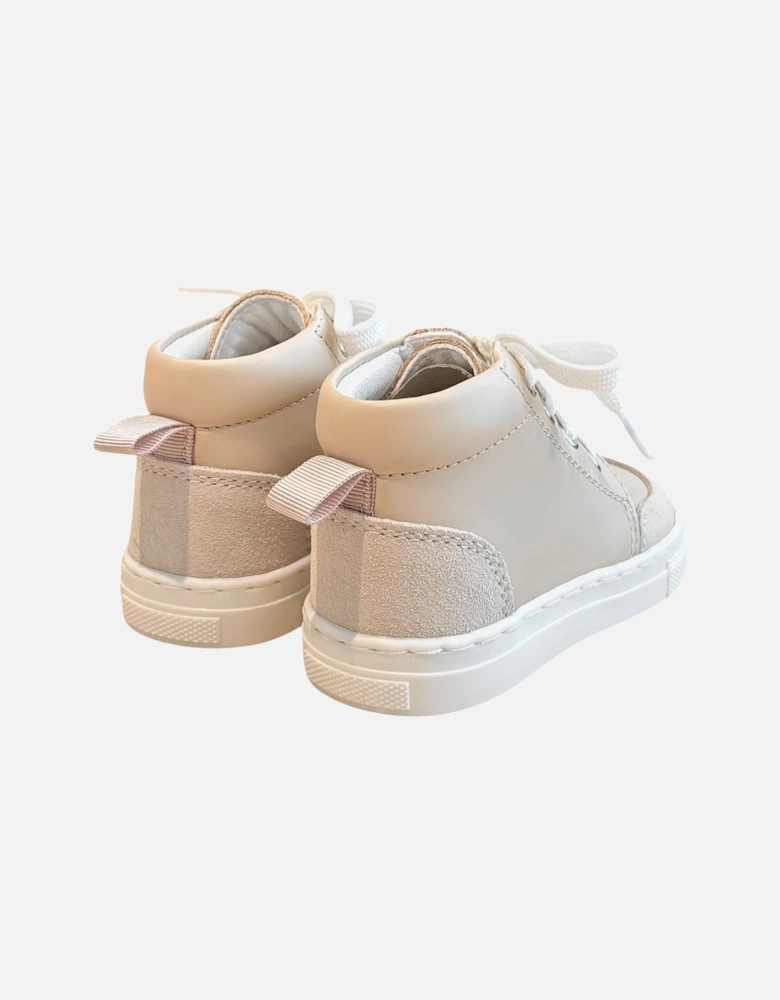Nude Leather and Beige Suede Luca Trainers