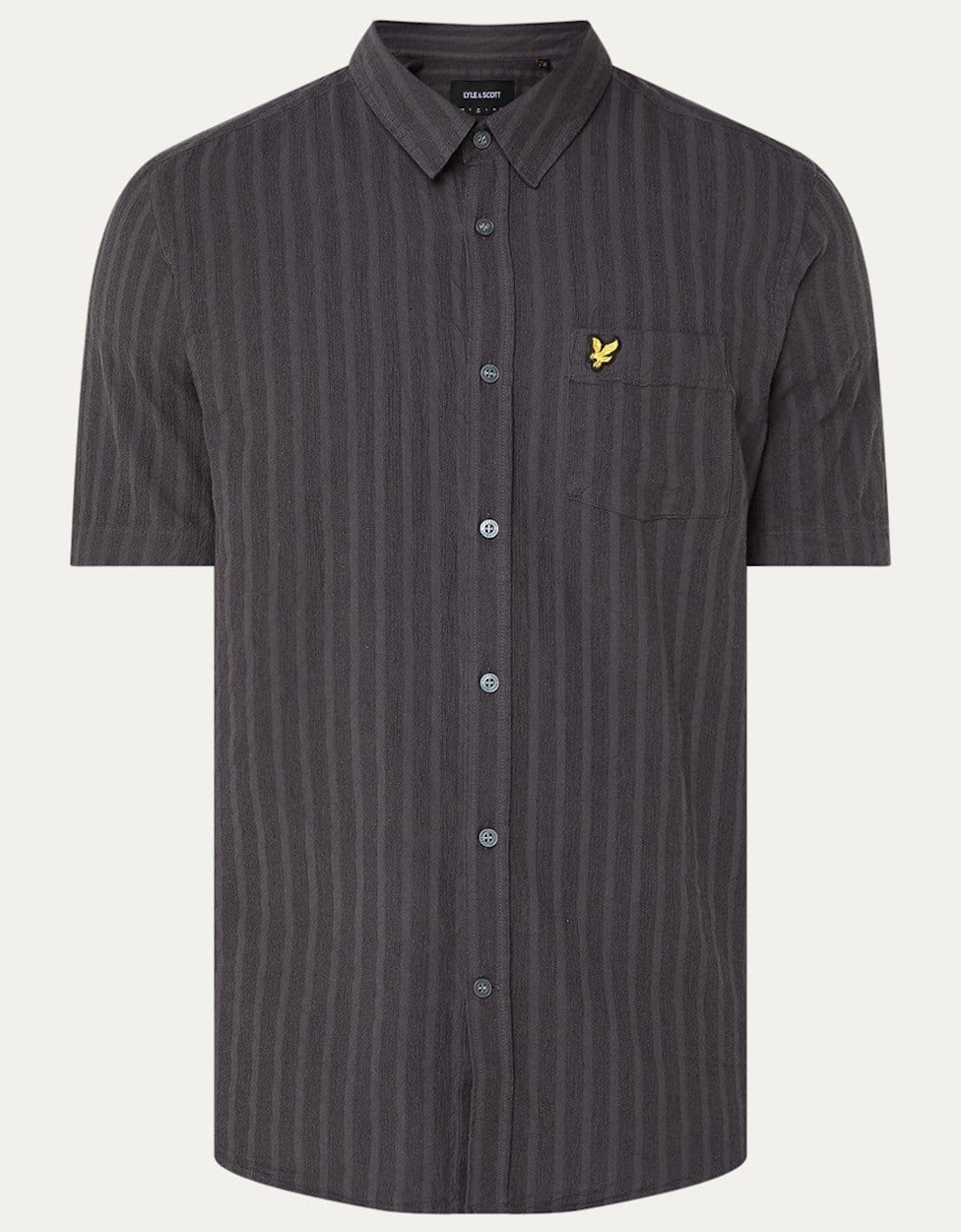 Lyle And Scott Men's Textured Stripe Short Sleeve Shirt - Silver - Size: Regular/34