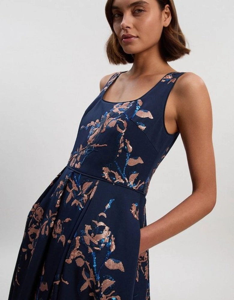 Satin Sequin And Embroidery Woven Prom Dress