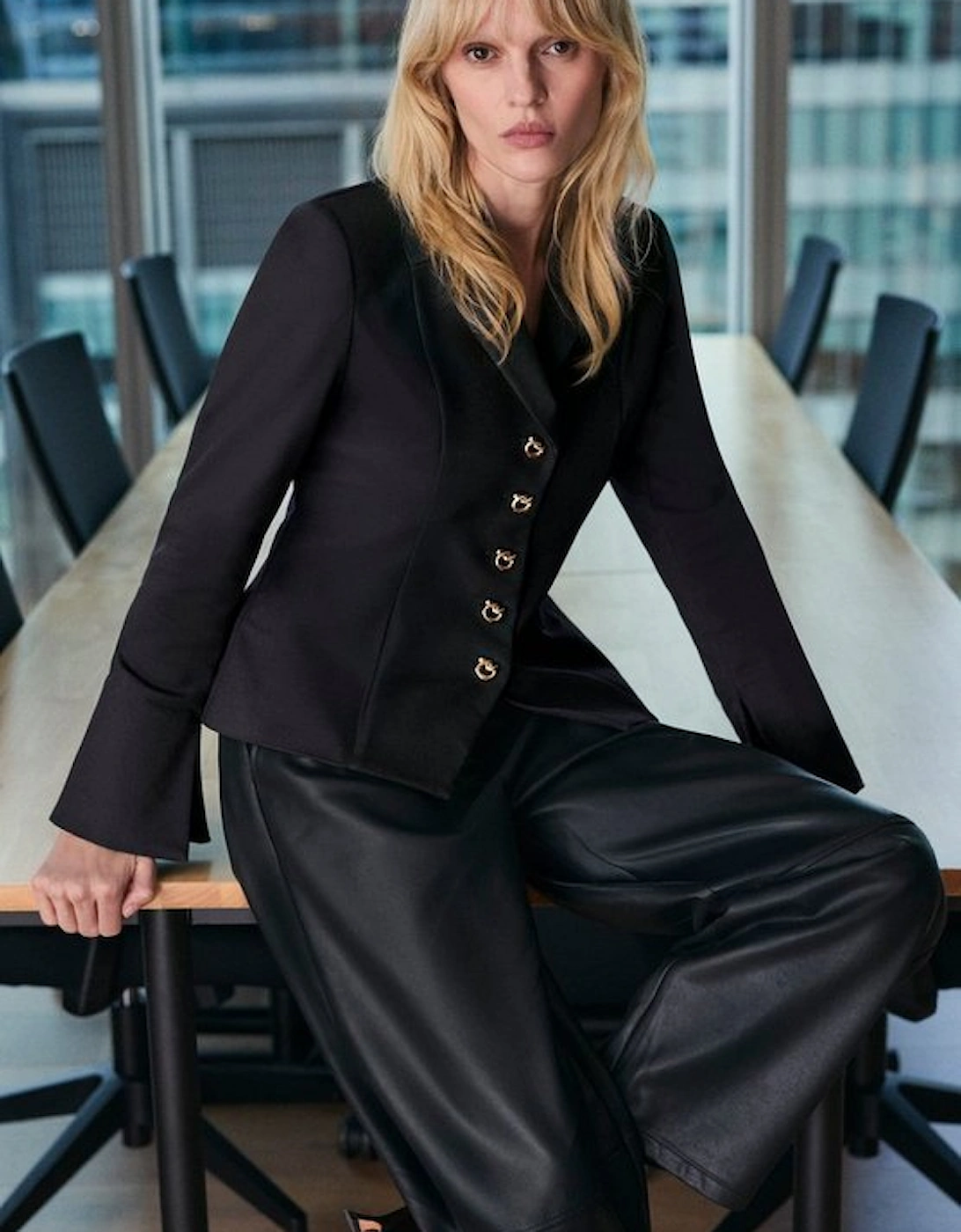 Faux Leather Barrell Leg Trouser, 2 of 1
