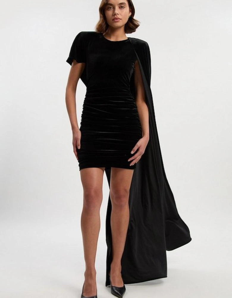 Stretch Jersey Cape Shoulder Mini Dress