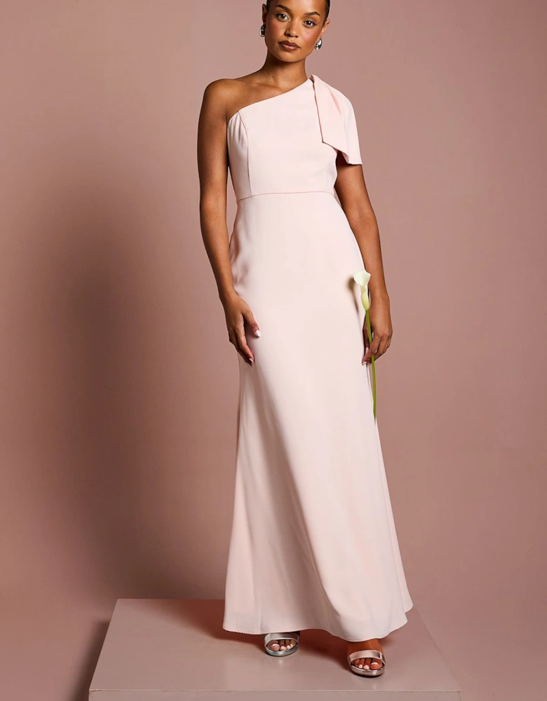 Honoured Petite Bow One Shoulder Maxi Bridesmaid Dress