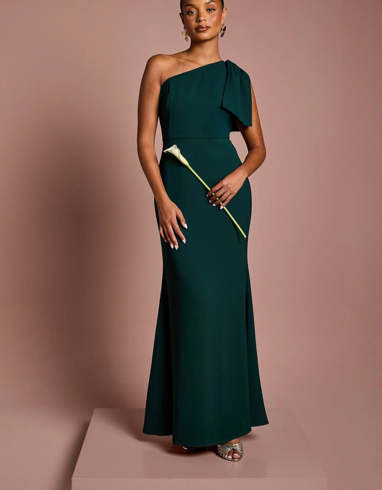 Honoured Petite Bow One Shoulder Maxi Bridesmaid Dress
