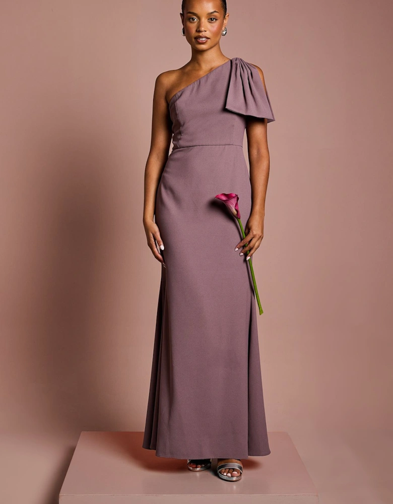 Honoured Petite Bow One Shoulder Maxi Bridesmaid Dress