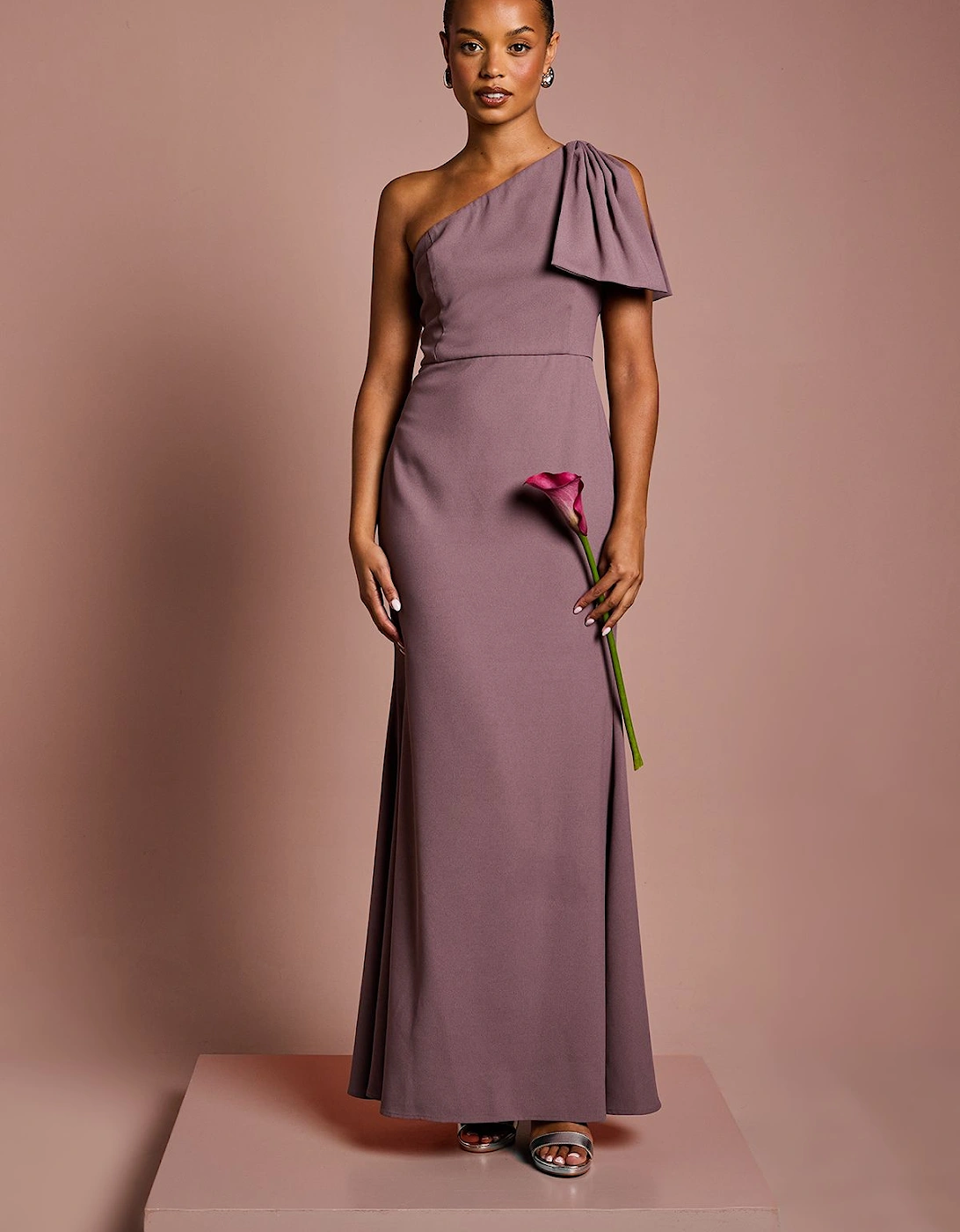 Honoured Petite Bow One Shoulder Maxi Bridesmaid Dress, 2 of 1