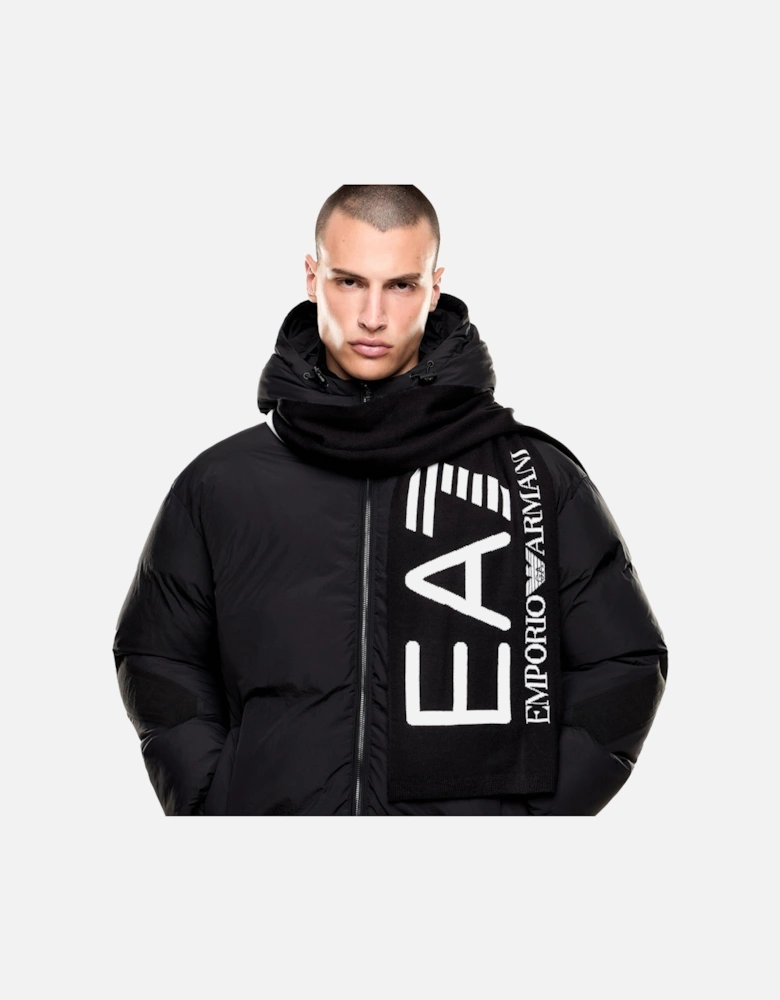 Emporio Armani Visibility Oversized Logo Scarf Black/White