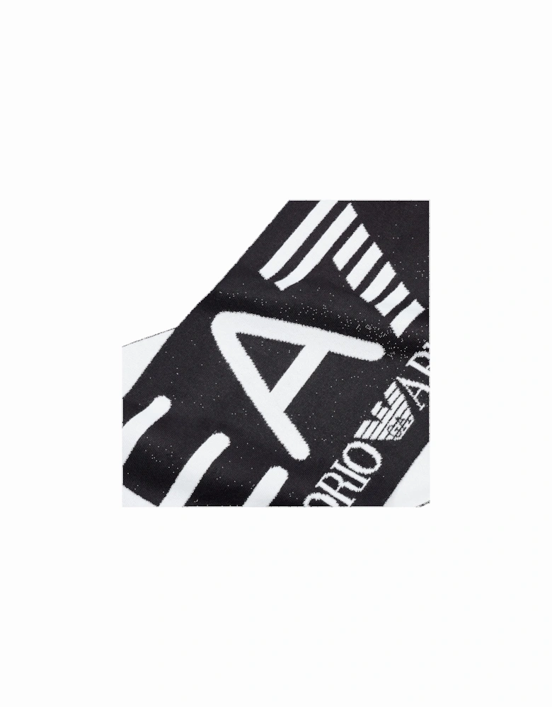 Emporio Armani Visibility Oversized Logo Scarf Black/White