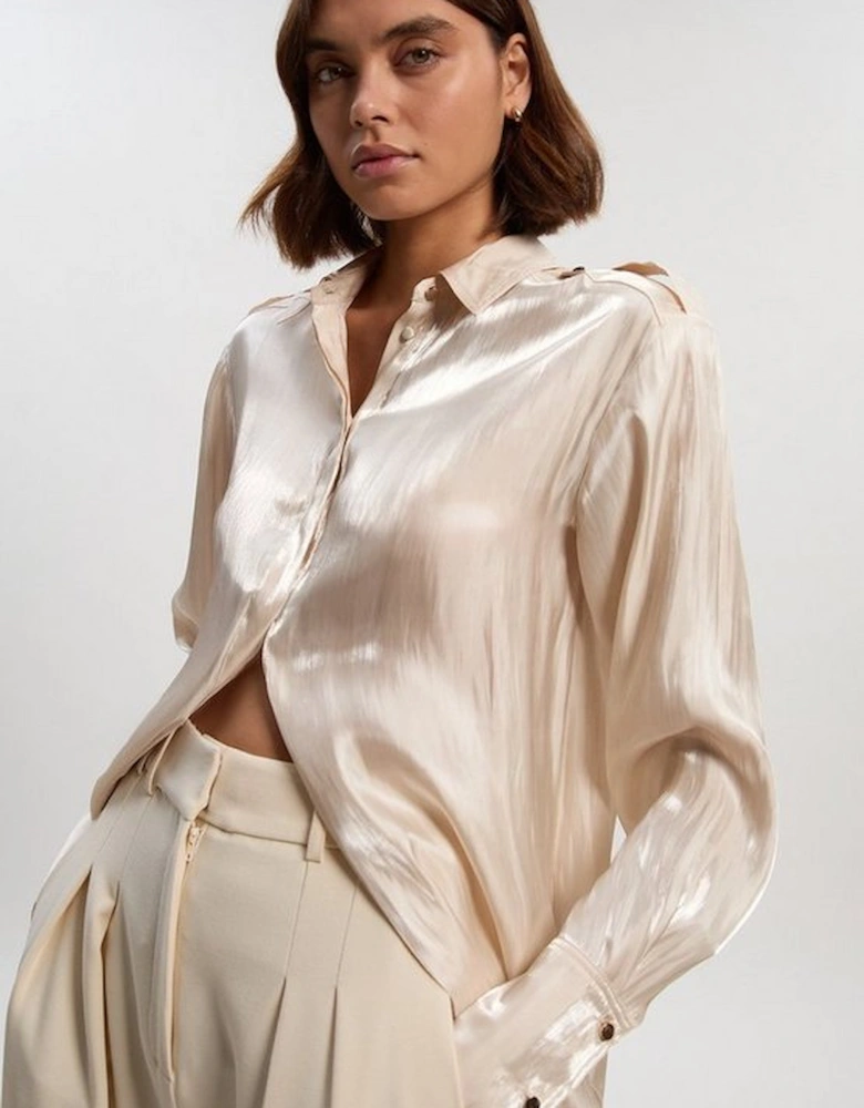 Metallic Woven Collared Shirt