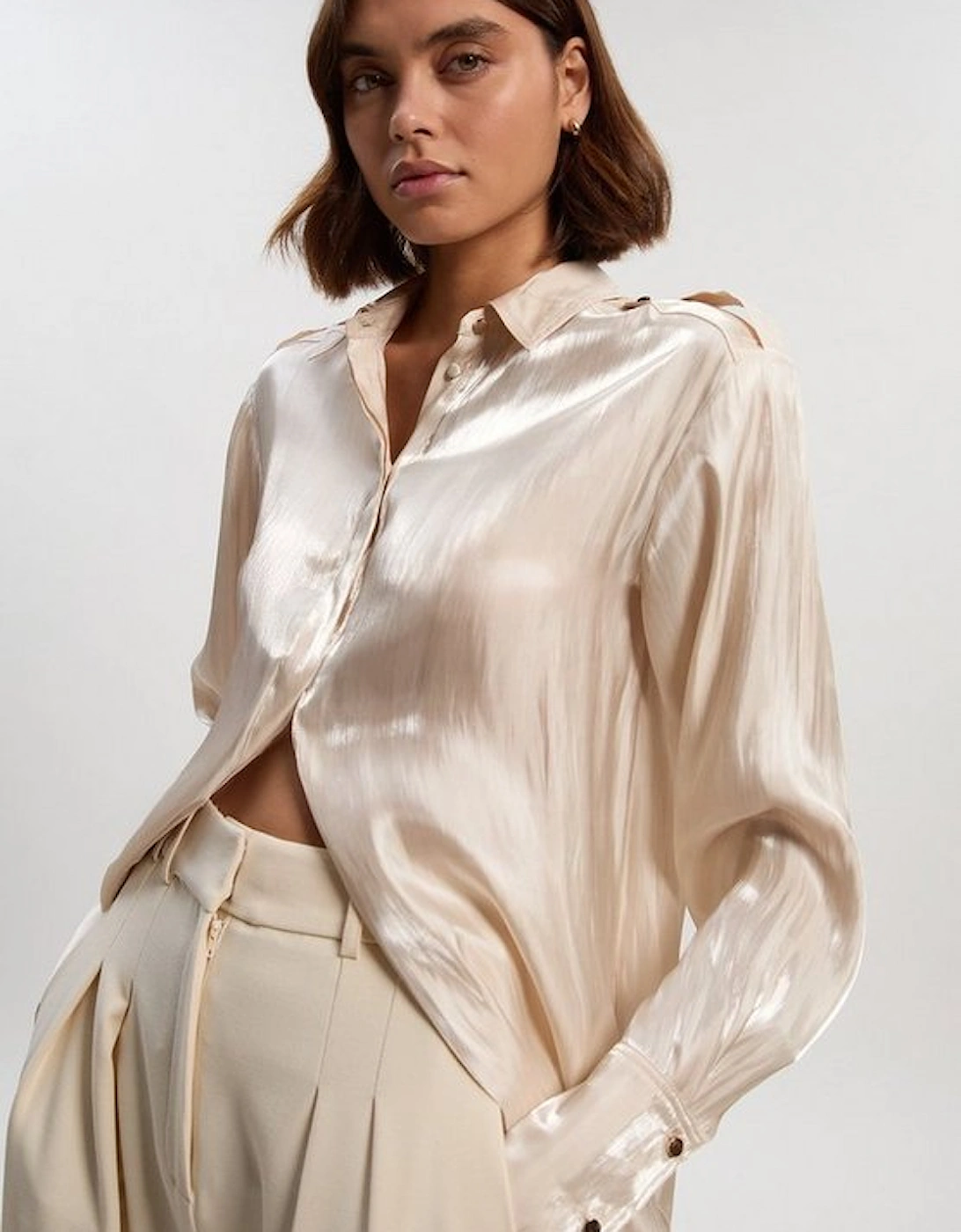 Metallic Woven Collared Shirt, 2 of 1