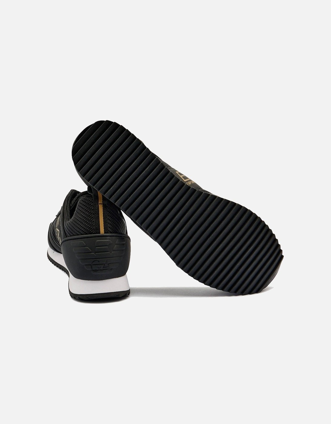 Emporio Armani Mesh Runner Trainers Black/Gold/White