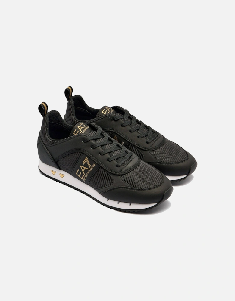 Emporio Armani Mesh Runner Trainers Black/Gold/White