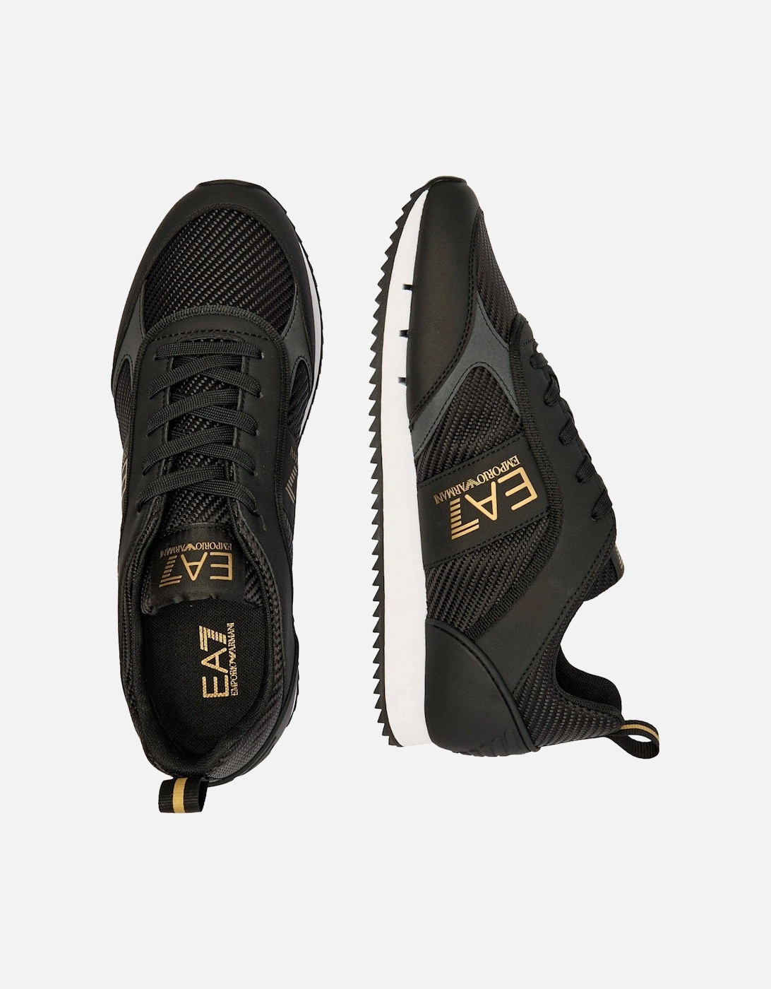 Emporio Armani Mesh Runner Trainers Black/Gold/White