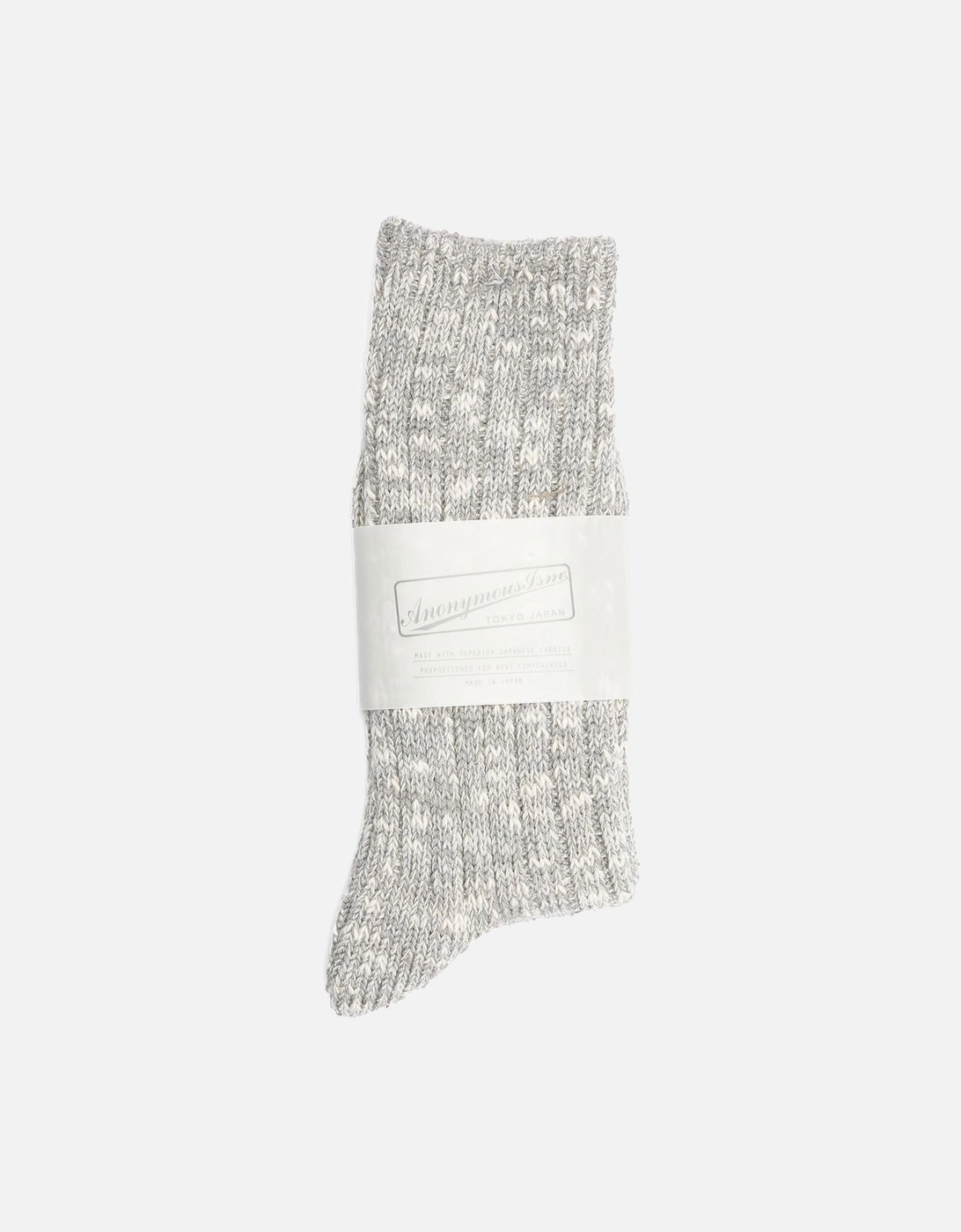 Lightweight Slub Crew Cotton Men's Grey Calf High Socks, 3 of 2