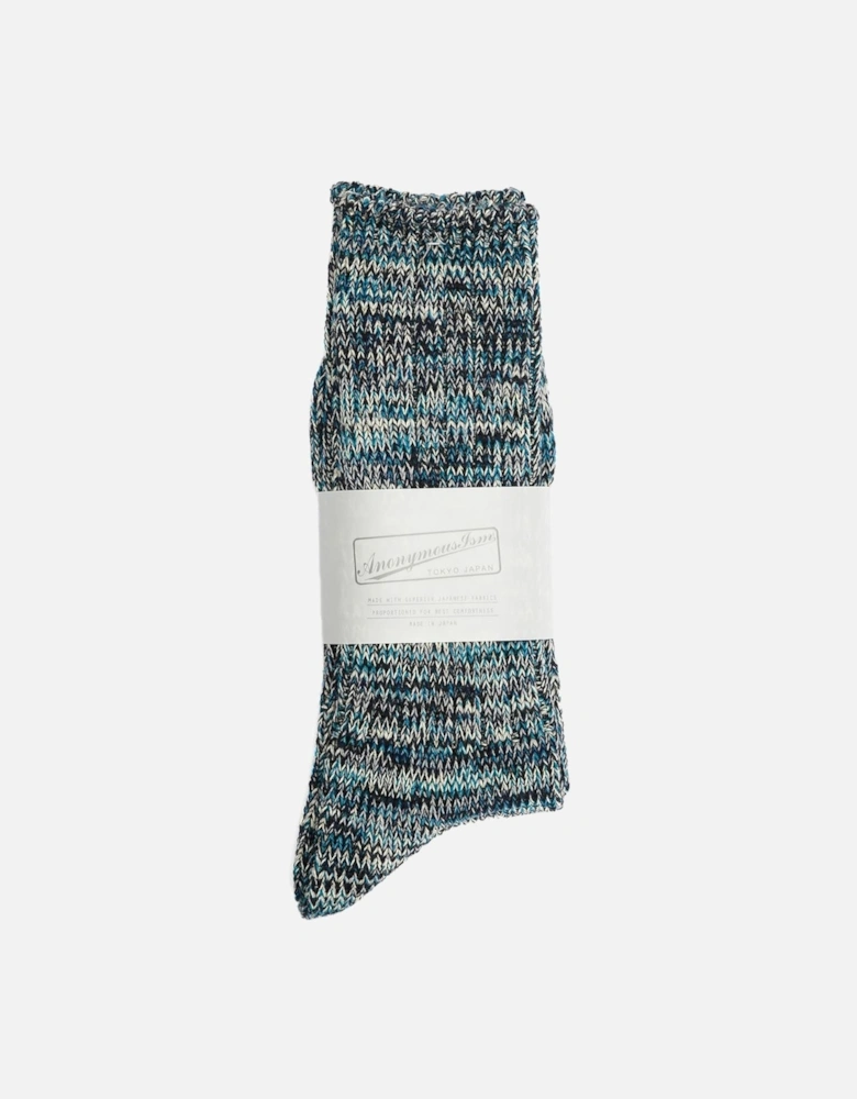 5 Colour Mix Crew Cotton Men's Indigo Calf High Socks