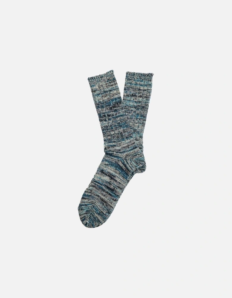 5 Colour Mix Crew Cotton Men's Indigo Calf High Socks
