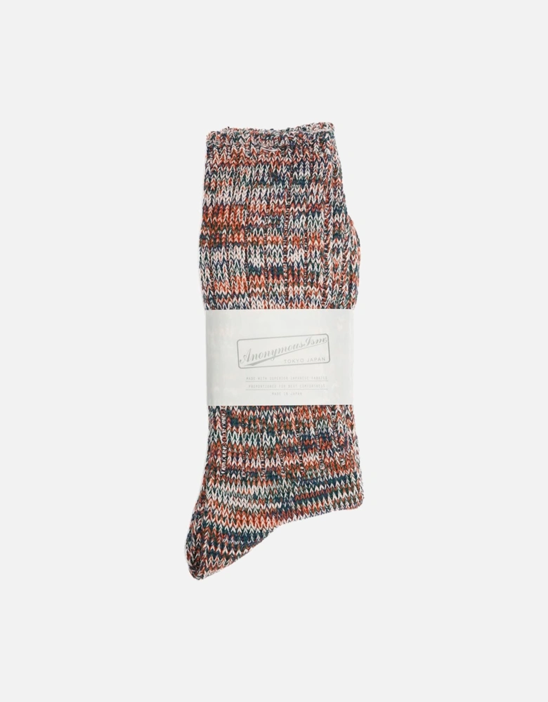 5 Colour Mix Crew Cotton Men's Orange Calf High Socks
