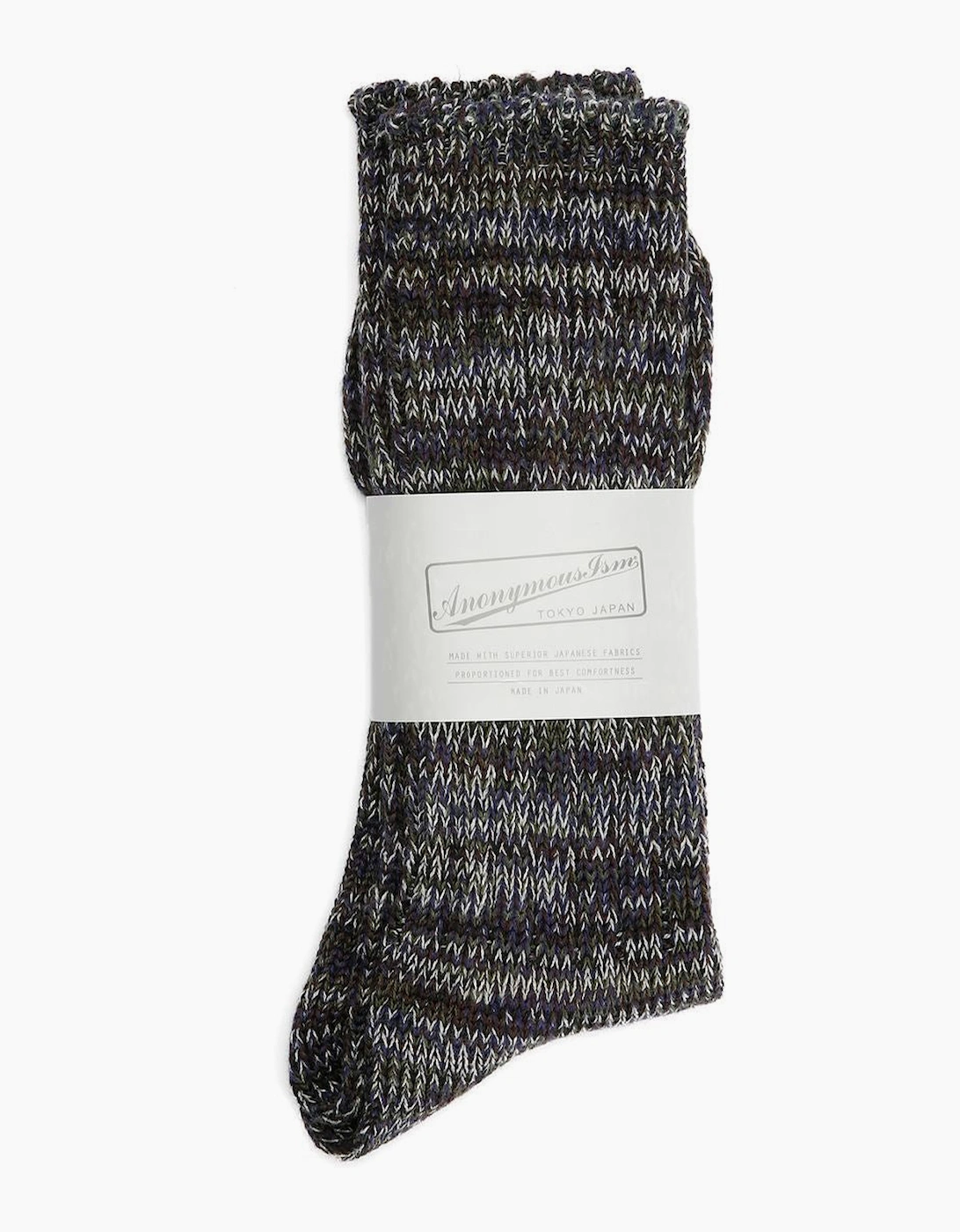 Anonymous Ism Men's Anonymous Ism 5 Colour Mix Crew Cotton Men's Moss Calf High Socks - Green