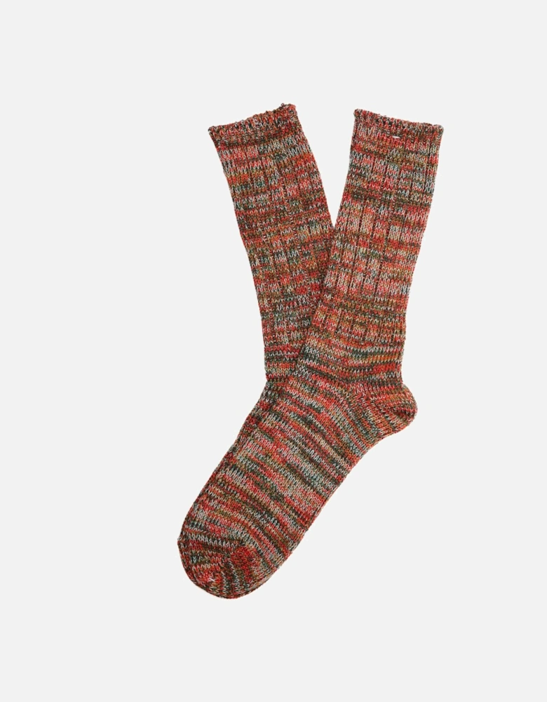 5 Colour Mix Crew Cotton Men's Red Calf High Socks