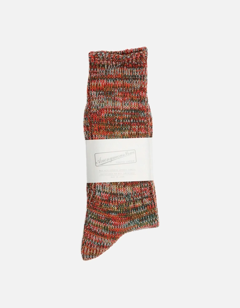 5 Colour Mix Crew Cotton Men's Red Calf High Socks