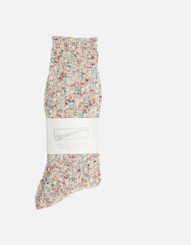 Homespun Art Crew Cotton Men's Multicoloured Calf High Socks
