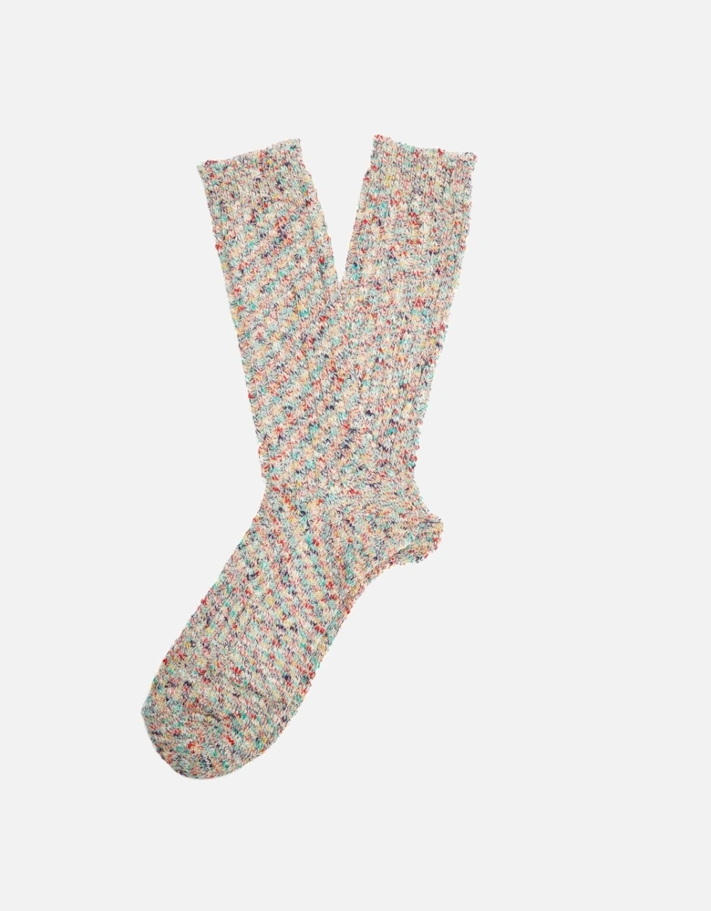 Homespun Art Crew Cotton Men's Multicoloured Calf High Socks