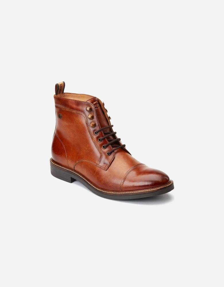 London Plymouth Leather Men's Burnt Tan Ankle Boots