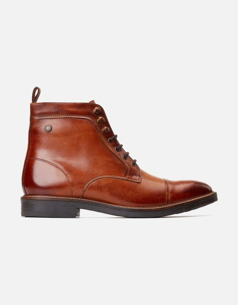London Plymouth Leather Men's Burnt Tan Ankle Boots