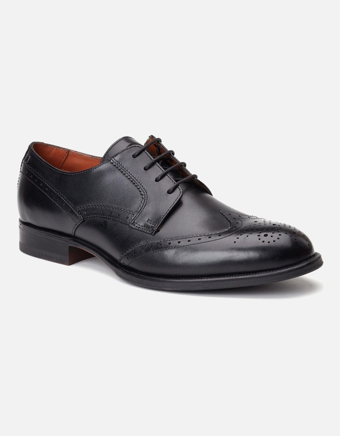 London Bell Leather Men's Black Brogues Shoes, 7 of 6