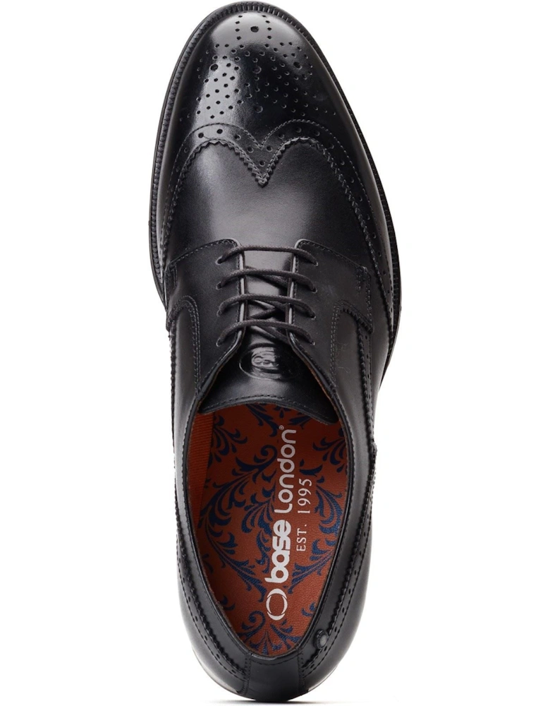 London Bell Leather Men's Black Brogues Shoes