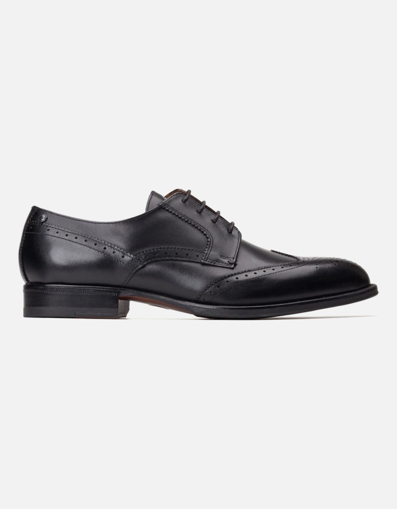London Bell Leather Men's Black Brogues Shoes
