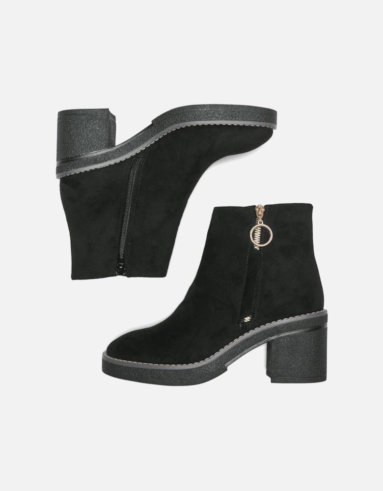 BABETTE Polyurethane Women's Black/Gold Heeled Ankle Boots
