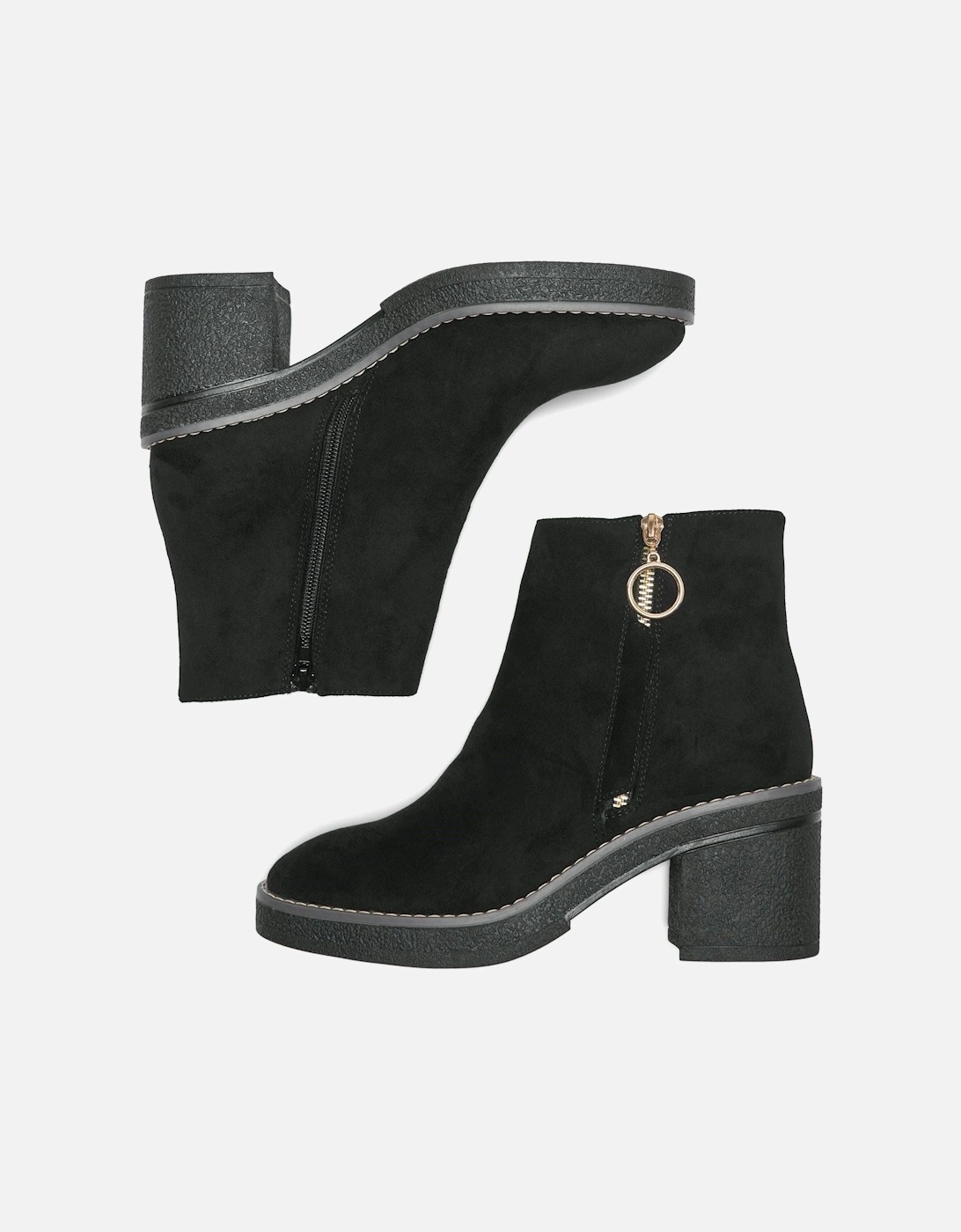 BABETTE Polyurethane Women's Black/Gold Heeled Ankle Boots