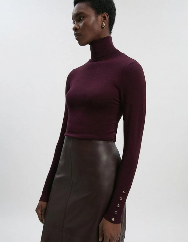 Viscose Blend Roll Neck Knit Jumper