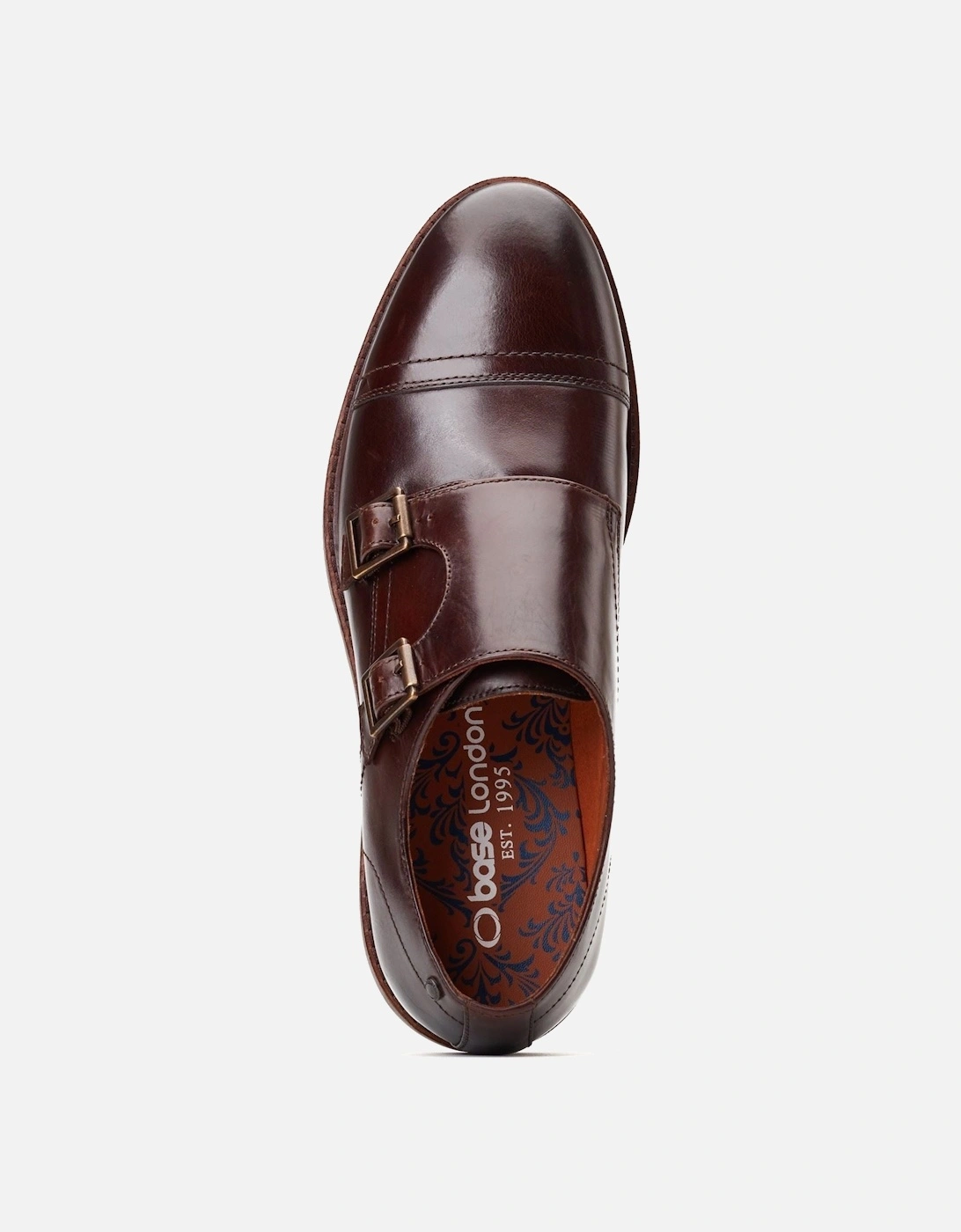 London Knight Leather Men's Burnt Brown Double Monk Shoes