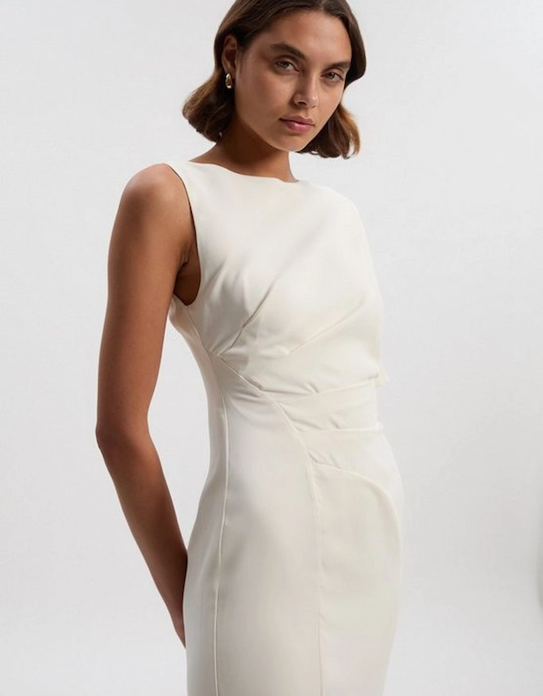 Soft Tailored Asymmetric Sleeve Midi Dress, 4 of 3