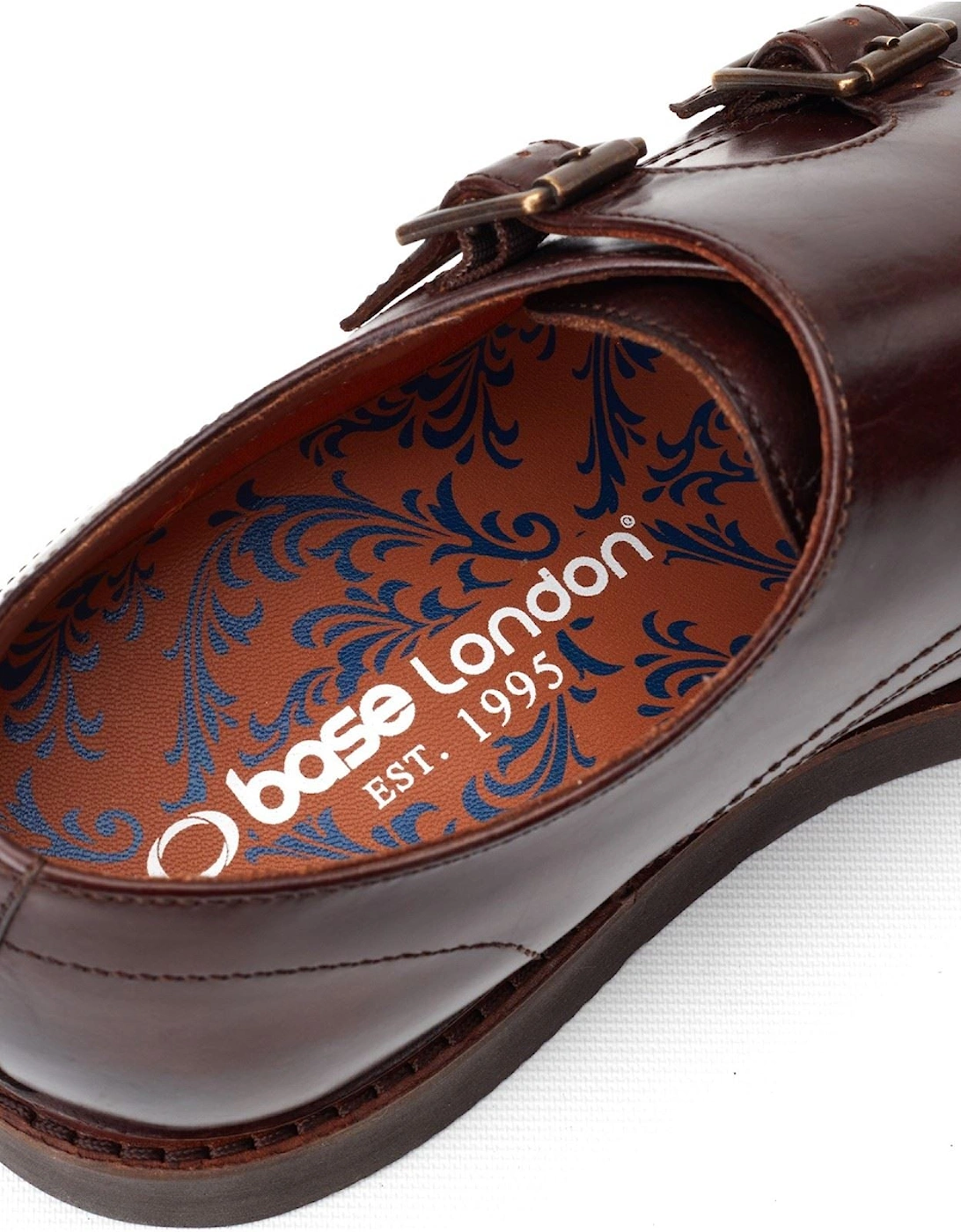 London Knight Leather Men's Burnt Brown Double Monk Shoes