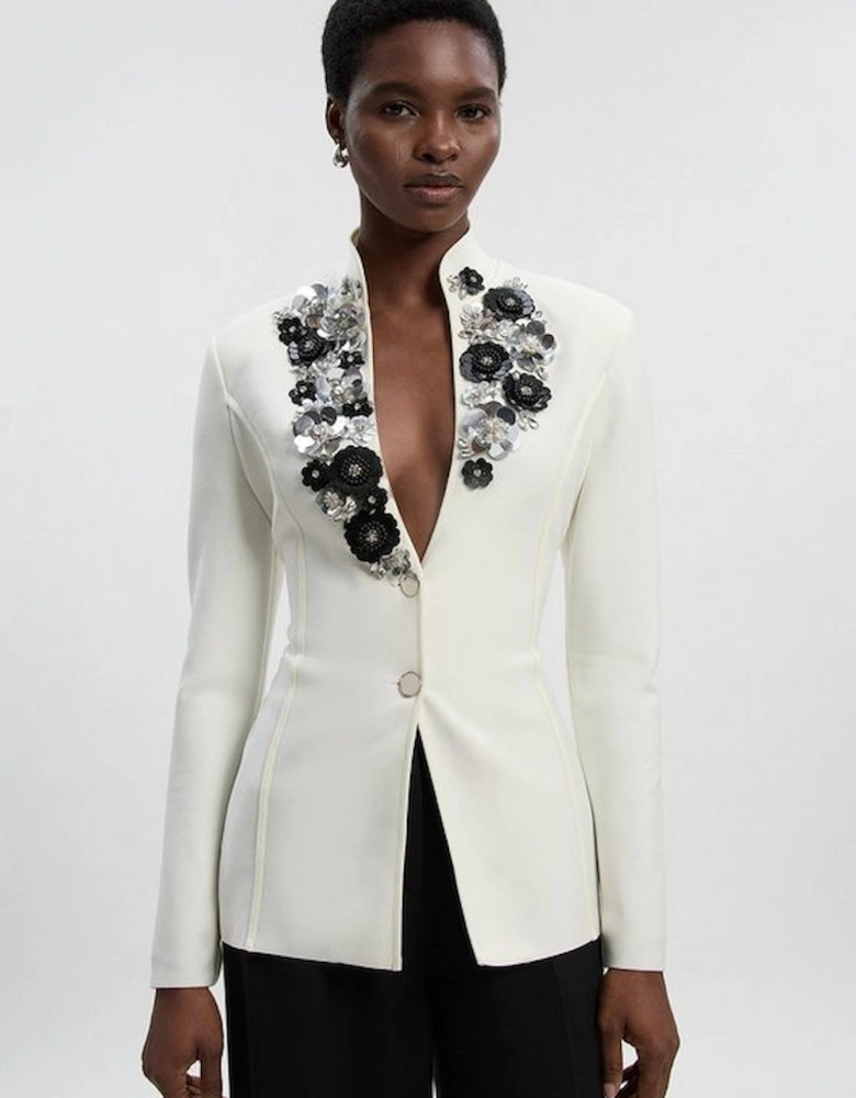 Embellished Figure Form Fitted Blazer Jacket