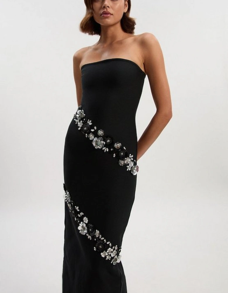 Embellished Figure Form Bandeau Maxi Dress