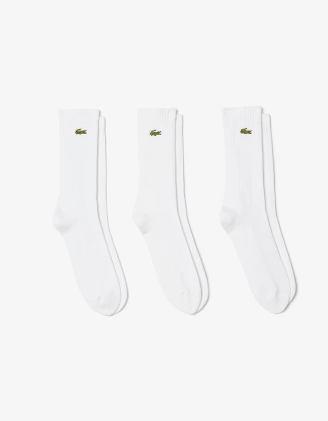 Lacoste Men's White/White/White 3-Pack Sports Socks - Size: 8/7/7.5/6/6.5